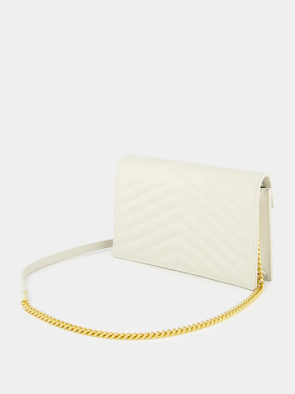 Cream Cassandre Envelope Chain Wallet