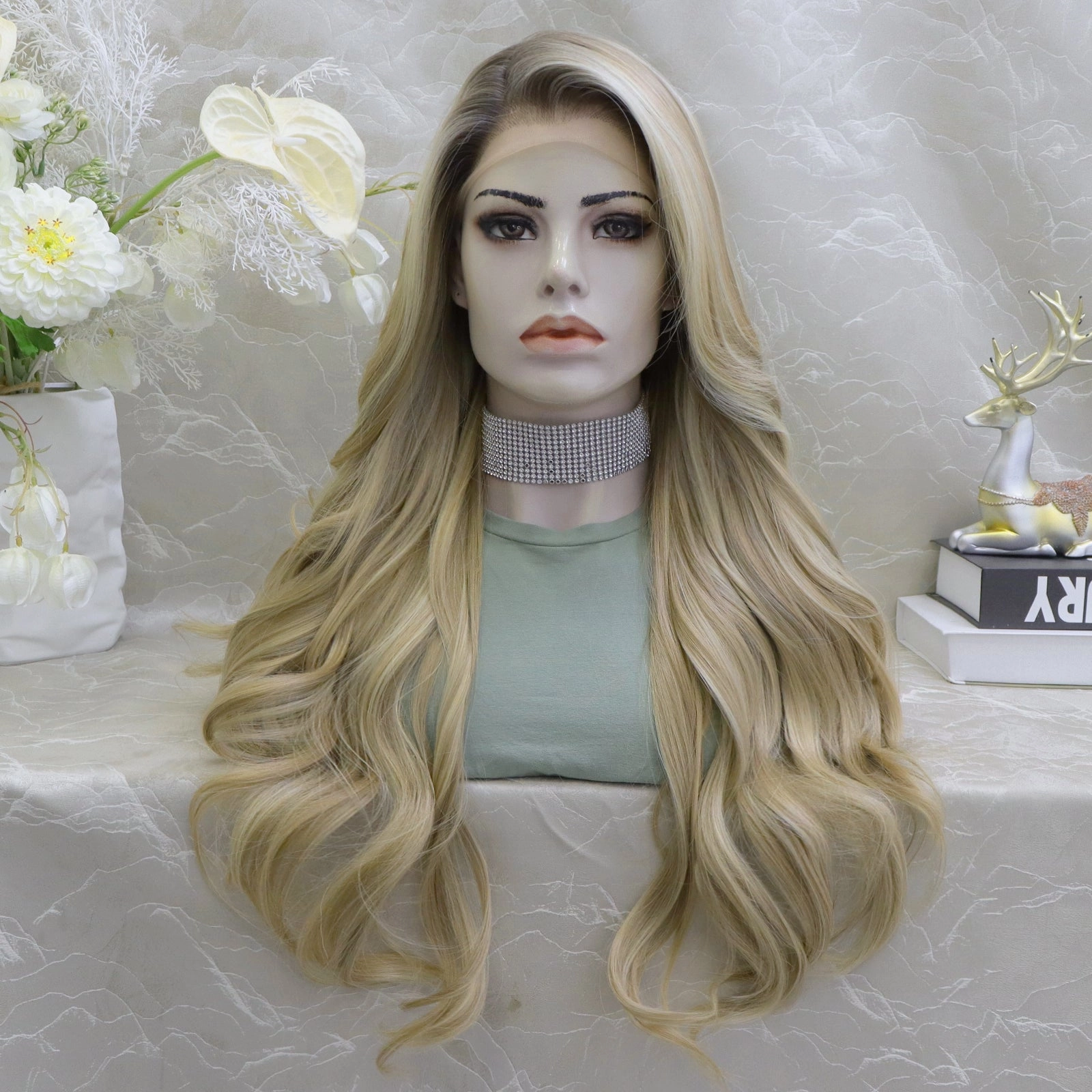 Credence big Volume Wavy long Blonde 13*4 lace Front wig  F100-2410 (ELSA)
