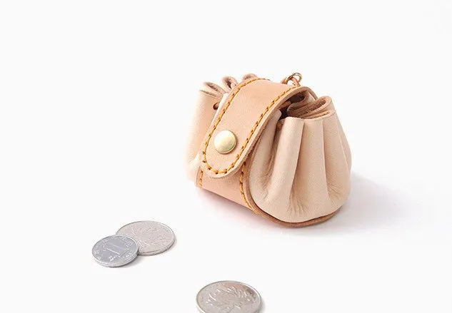 Cute Leather Womens Small Beige Change Wallet Coin Holder Change Holder for Women