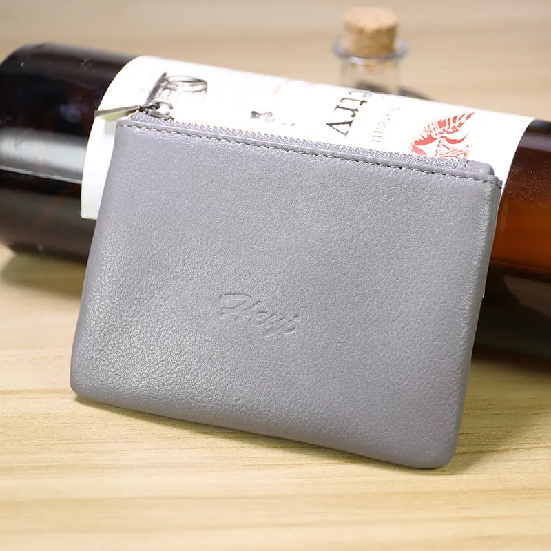 Cute Women Navy Leather Mini Zip Coin Wallet Change Wallet Zipper Change Wallet For Women