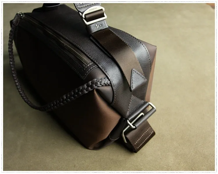 Cute Womens Coffee NYLON Handbag Purse Cube NYLON Shoulder Bag Crossbody Purse for Ladies