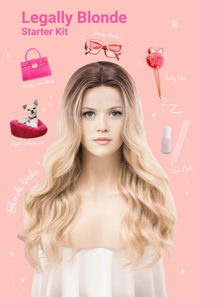 Dark Roots Creamy Blonde Natural Ombre Wavy Lace Front Wig Virginia