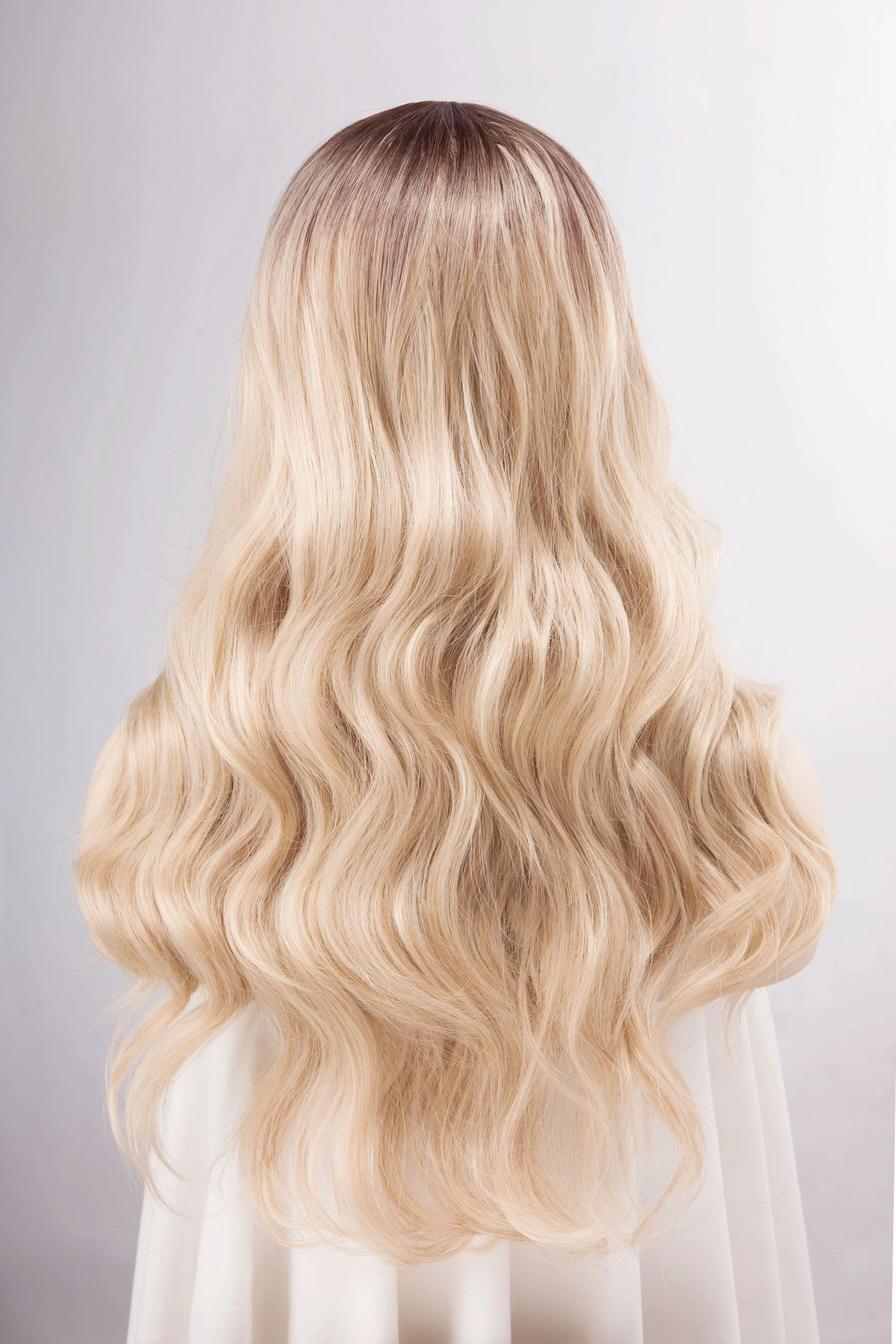 Dark Roots Creamy Blonde Natural Ombre Wavy Lace Front Wig Virginia Elle Look