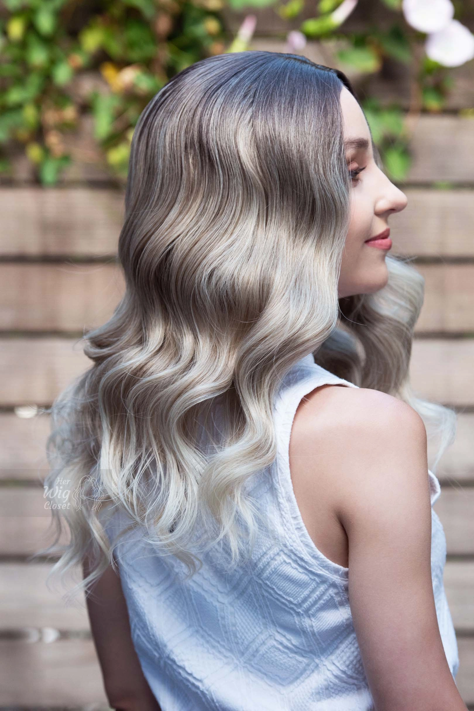 Dark Roots Vanilla Blonde Natural Ombre Wavy Lace Front Wig Penny
