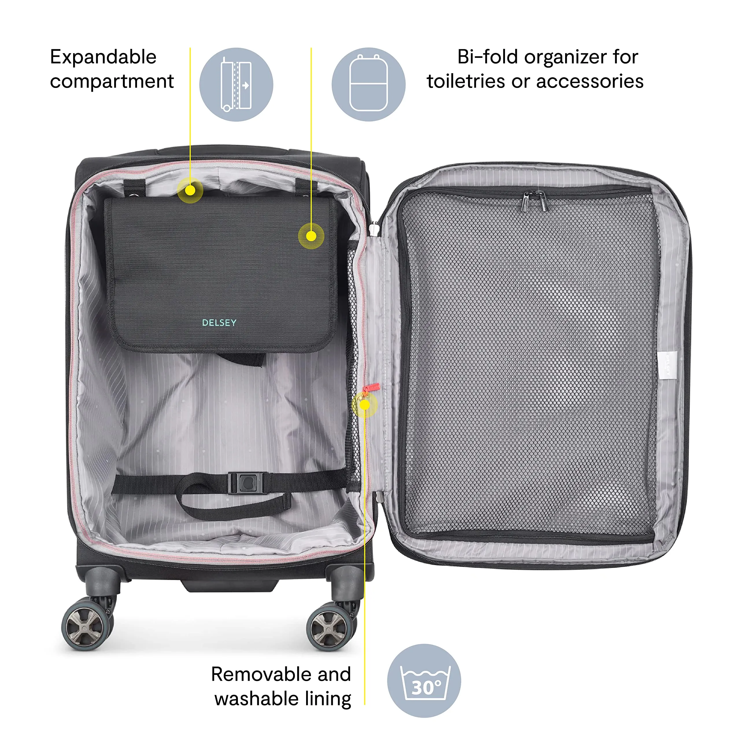 Delsey Paris Helium DLX Softside 3 Pc Expandable Luggage with Spinner Wheels