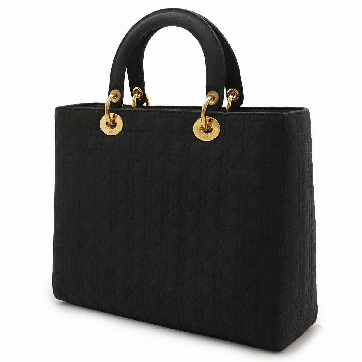 Dior Lady Dior Nylon Leather Handbag Black