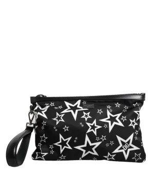 Dolce & Gabbana Black White Stars Pattern Clutch Pouch Bag