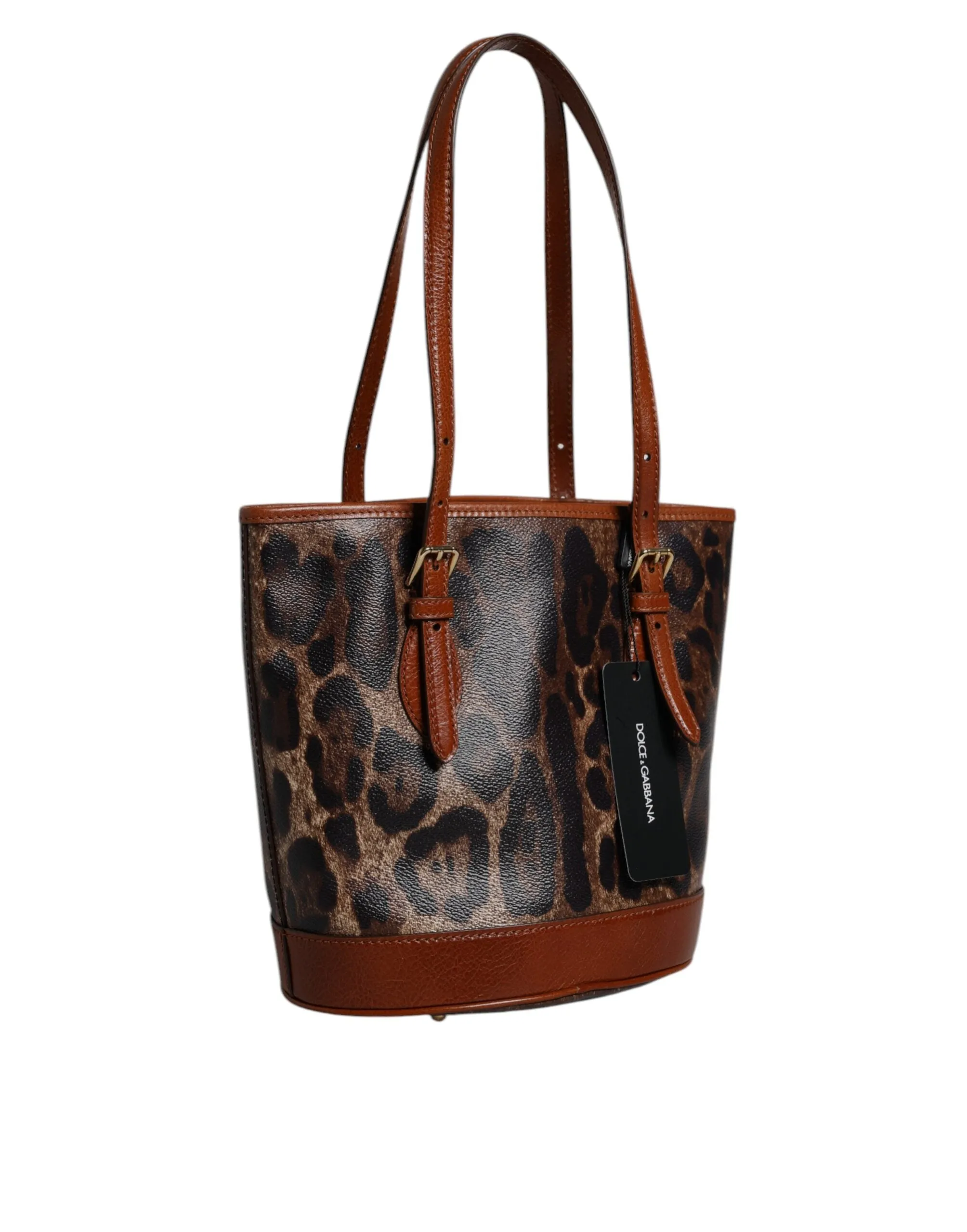 Dolce & Gabbana Leopard Leather Shoulder Strap Tote Women's Bag