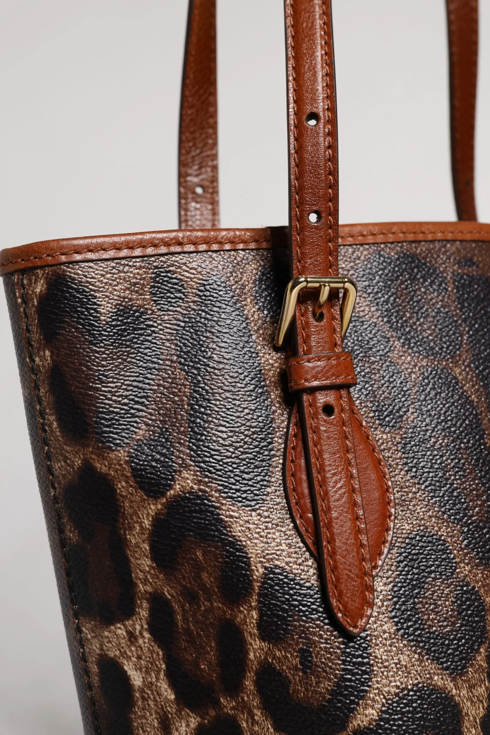 Dolce & Gabbana Leopard Leather Shoulder Strap Tote Women's Bag