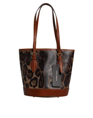 Dolce & Gabbana Leopard Leather Shoulder Strap Tote Women's Bag
