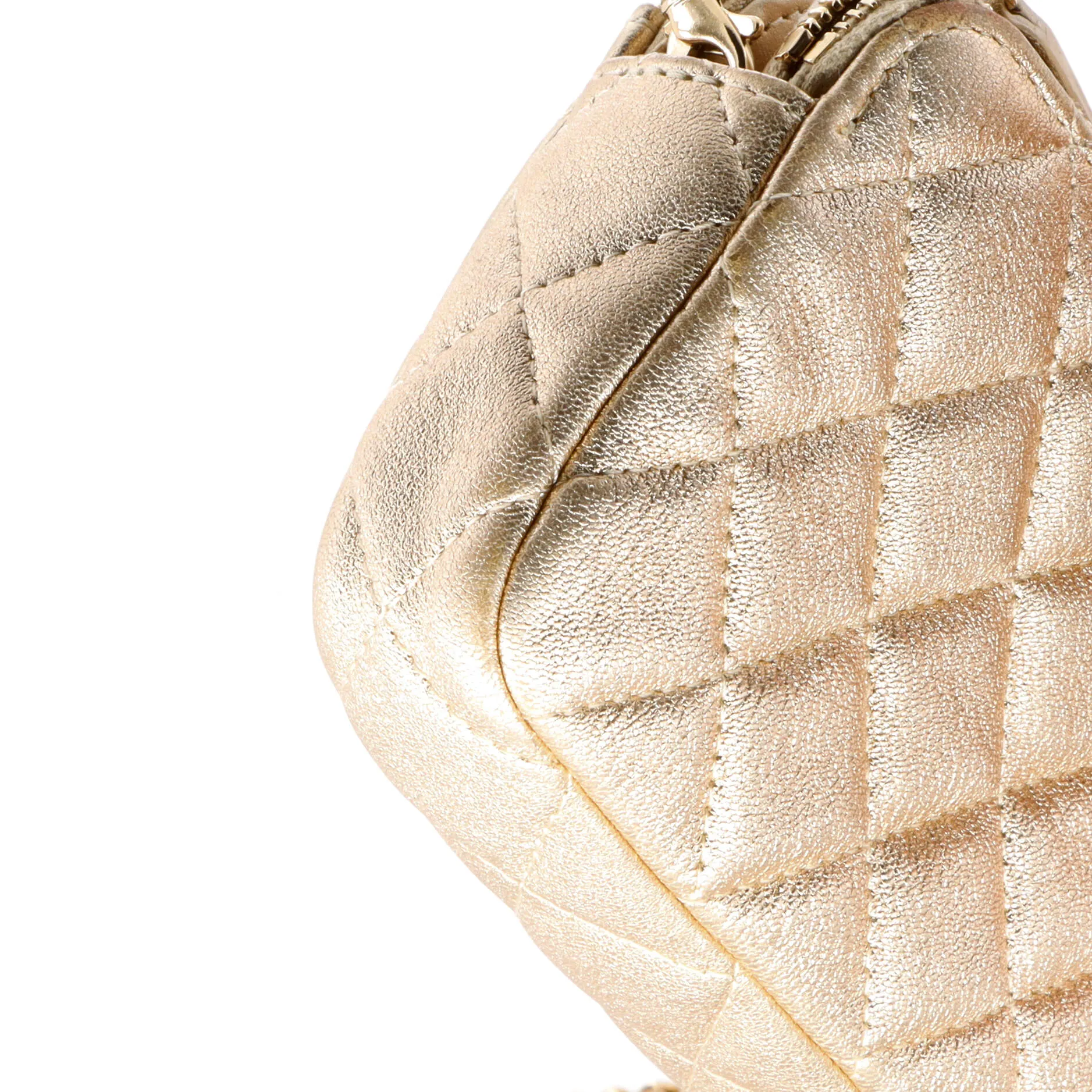 Double Zip Clutch with Chain Quilted Lambskin