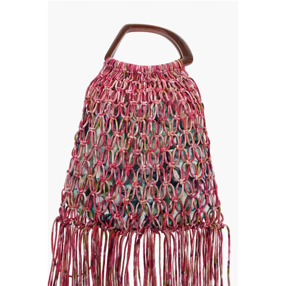 Dries Van Noten Mesh hand Bag With Maxi Fringes