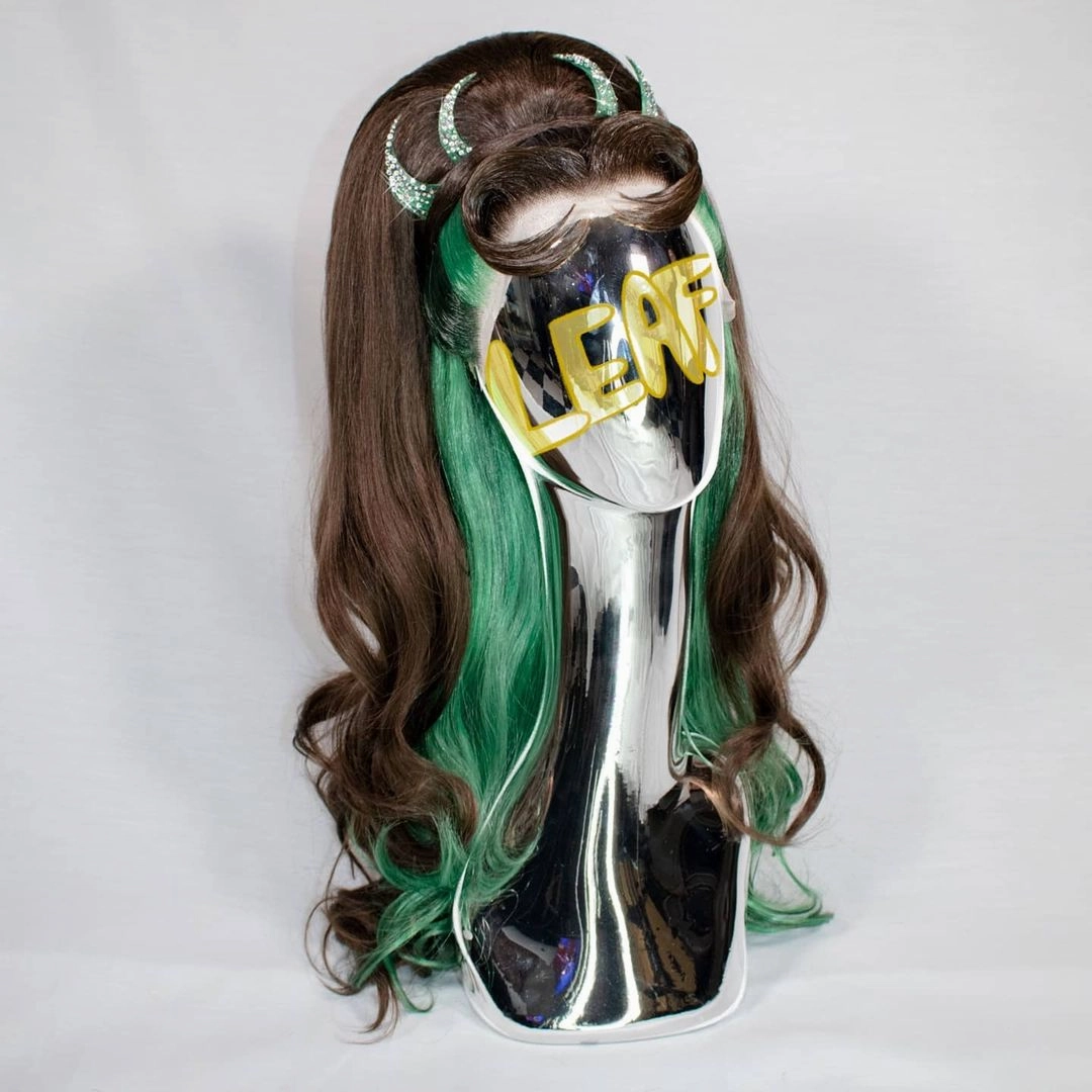 Duchess - Brown And Green Ombre Long Wavy Syntetic Lace Front Wig