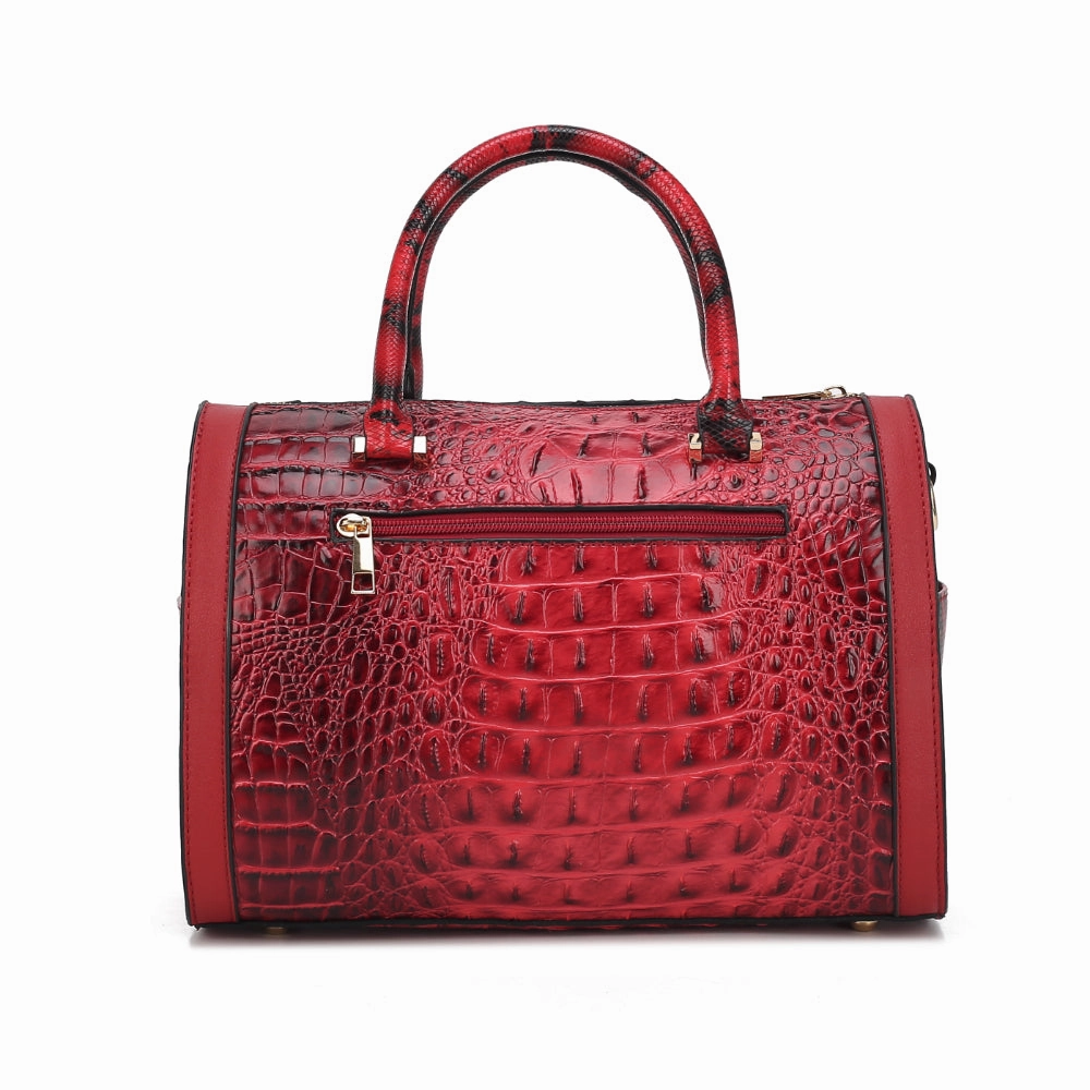 Eleanor Faux Crocodile-Embossed Vegan Leather Womens Satchel