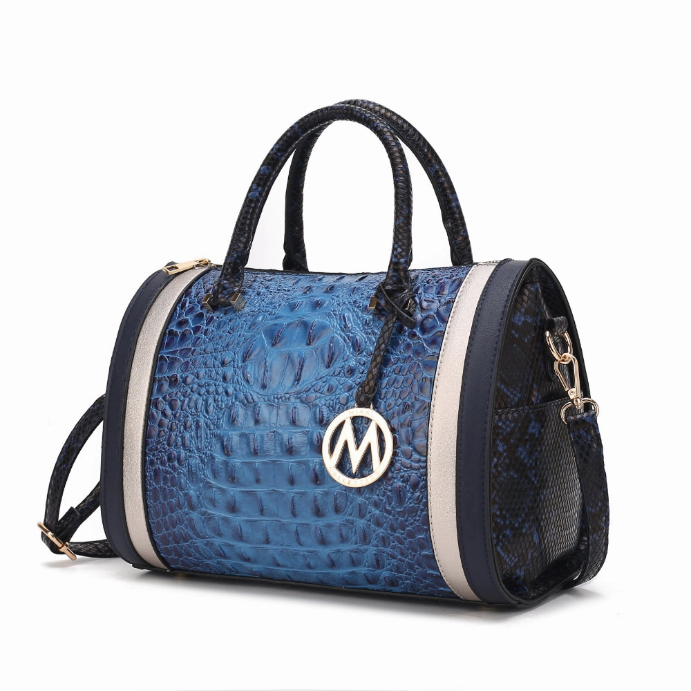 Eleanor Faux Crocodile-Embossed Vegan Leather Womens Satchel