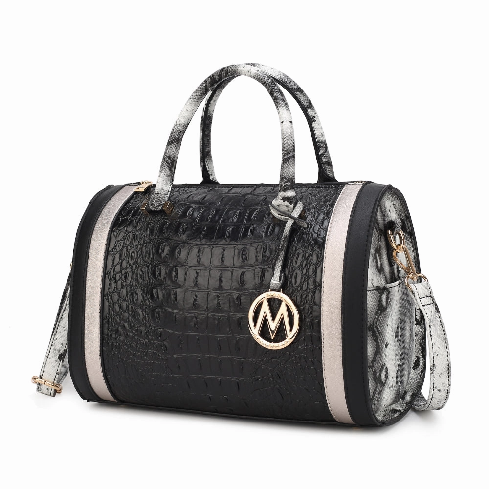 Eleanor Faux Crocodile-Embossed Vegan Leather Womens Satchel