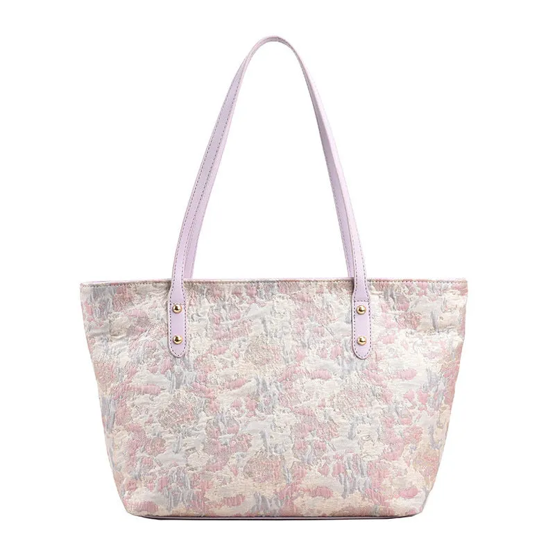 Embroidered Polyester Summer Commuter Tote Bag