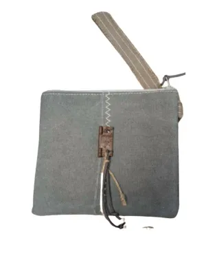 Fabric Clutch In Grey/blue