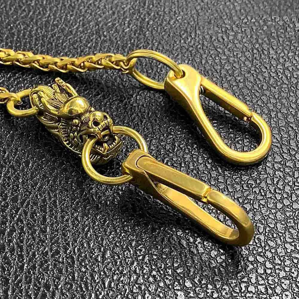 Fashion Brass 18" Mens Dragon Bite Ring Key Chain Pants Chain Wallet Chain Motorcycle Wallet Chain for Men