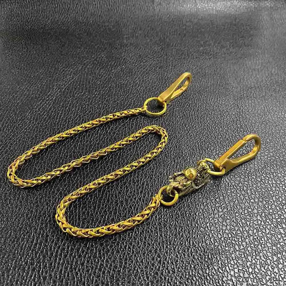 Fashion Brass 18" Mens Dragon Bite Ring Key Chain Pants Chain Wallet Chain Motorcycle Wallet Chain for Men