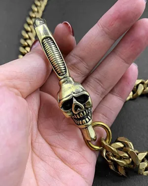 Fashion Brass 19" Skull Mens Pants Chain Gold Wallet Chain Motorcycle Wallet Chain for Men