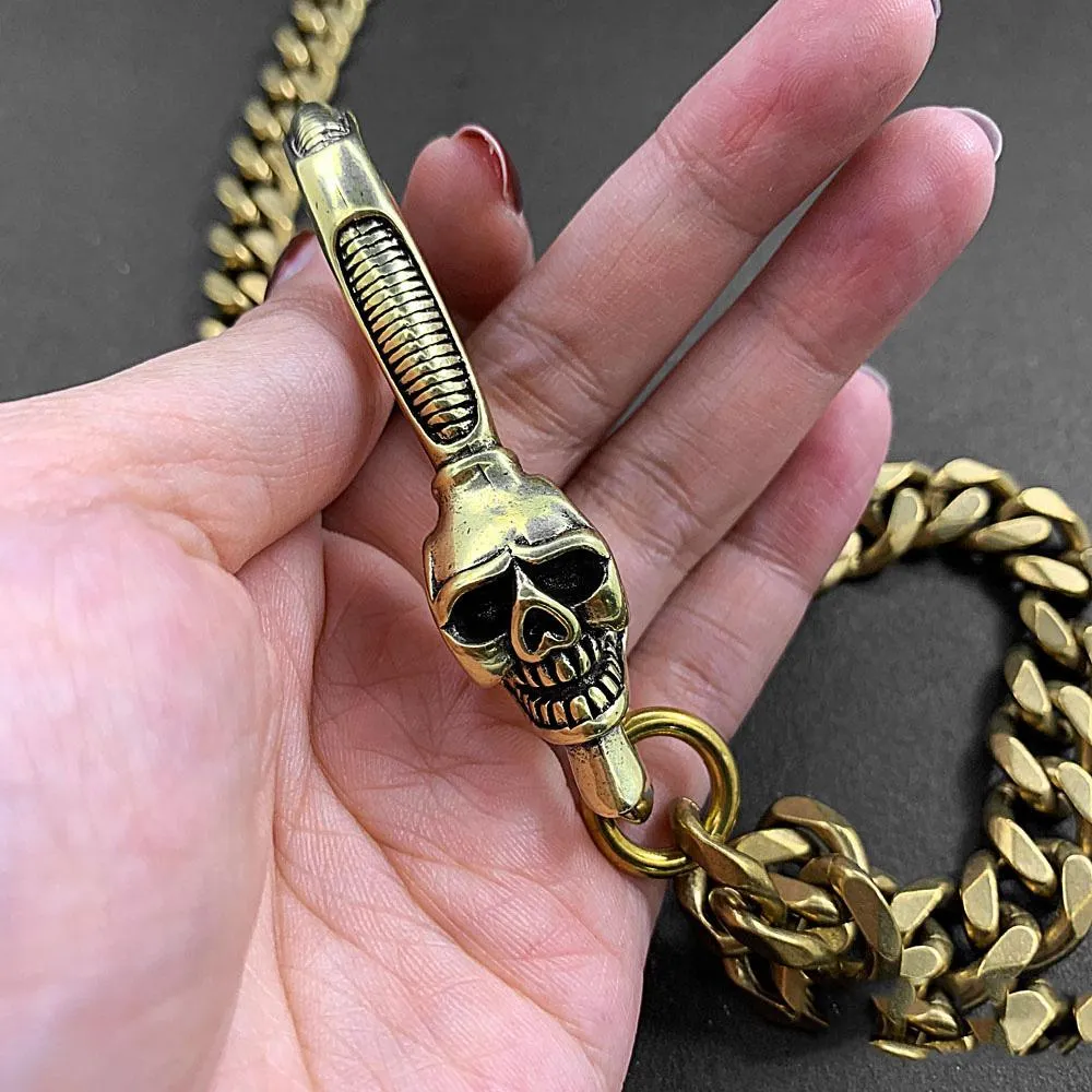 Fashion Brass Skull Mens 19'' Pants Chain Wallet Chain Motorcycle Wallet Chain for Men