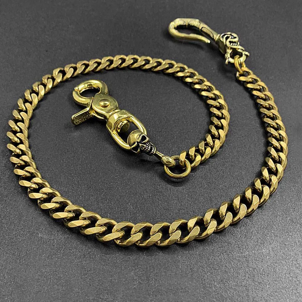 Fashion Brass Skull Mens 19'' Pants Chain Wallet Chain Motorcycle Wallet Chain for Men