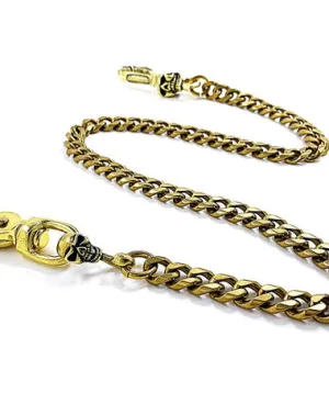 Fashion Brass Skull Mens 19'' Pants Chain Wallet Chain Motorcycle Wallet Chain for Men