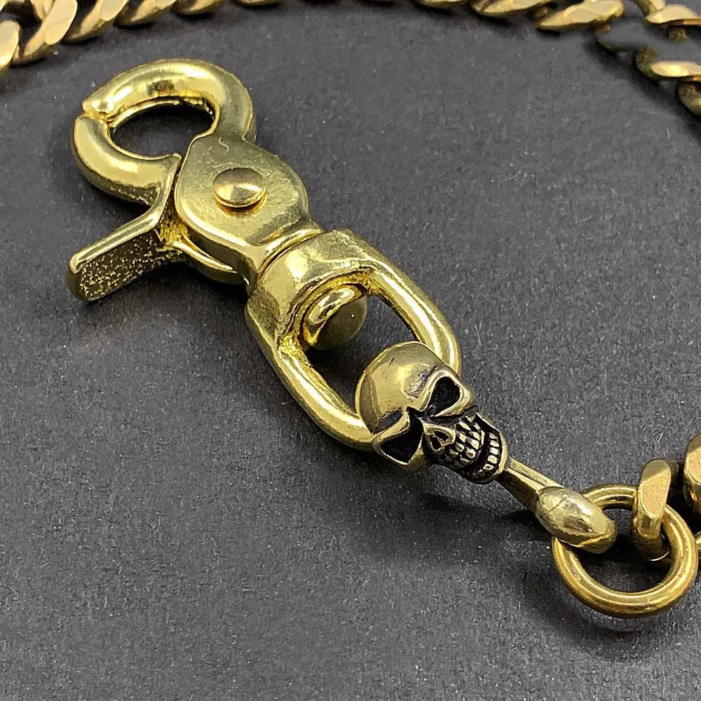 Fashion Brass Skull Mens 19'' Pants Chain Wallet Chain Motorcycle Wallet Chain for Men