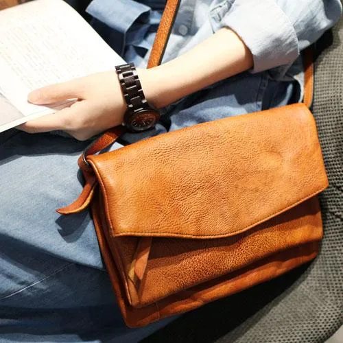 Fashion Leather Brown Women's Satchel Purse Flap Over Shoulder Bag Crossbody Bag