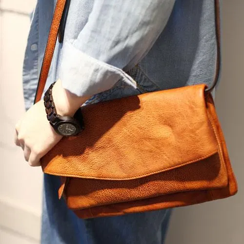 Fashion Leather Brown Women's Satchel Purse Flap Over Shoulder Bag Crossbody Bag