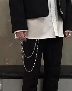 Fashion Men's Women's Beaded Stainless Steel Long Pants Chain Biker Wallet Chain For Men