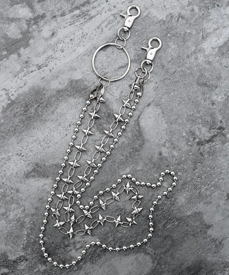 Fashion Men's Womens Double Bead Stainless Steel Pants Chains Biker Wallet Chain For Men