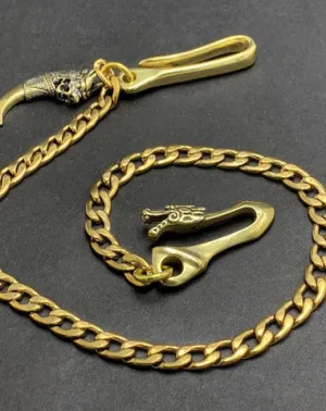 Fashion Pure Brass 18" Dragon Hooks Pants Chain Wallet Chain Motorcycle Wallet Chain for Men