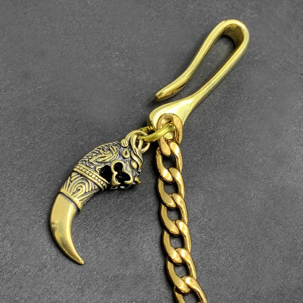 Fashion Pure Brass 18" Dragon Hooks Pants Chain Wallet Chain Motorcycle Wallet Chain for Men
