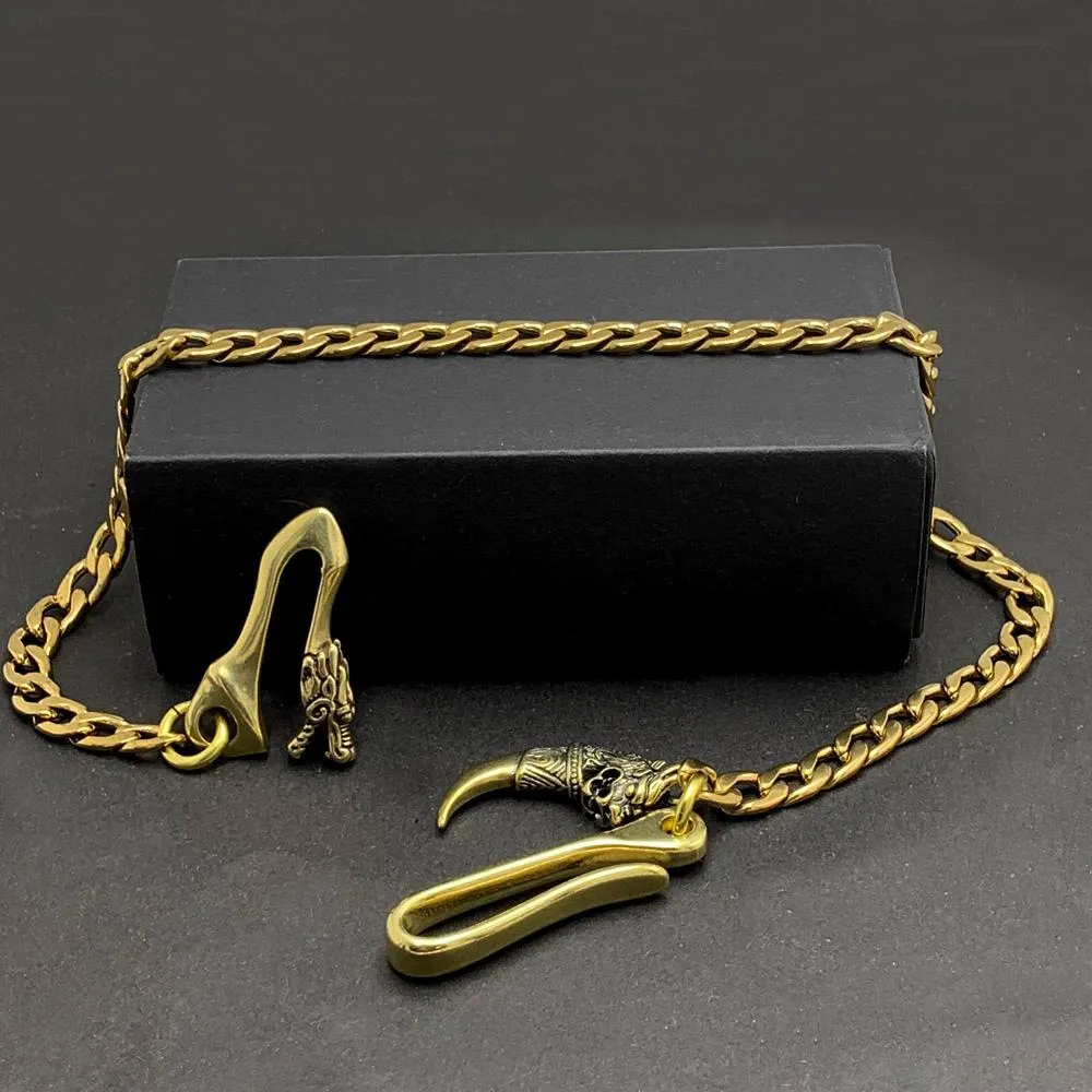 Fashion Pure Brass 18" Dragon Hooks Pants Chain Wallet Chain Motorcycle Wallet Chain for Men