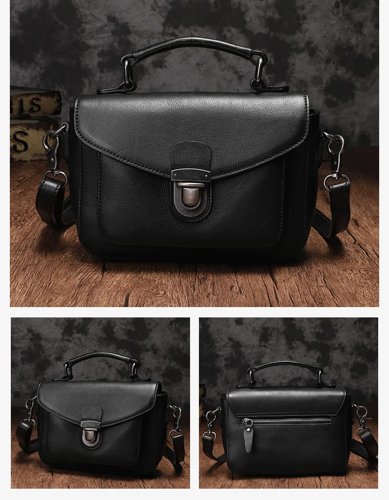 Fashion Womens Brown Leather Satchel Handbag Small Black Satchel Bag Crossbody Bags for Ladies