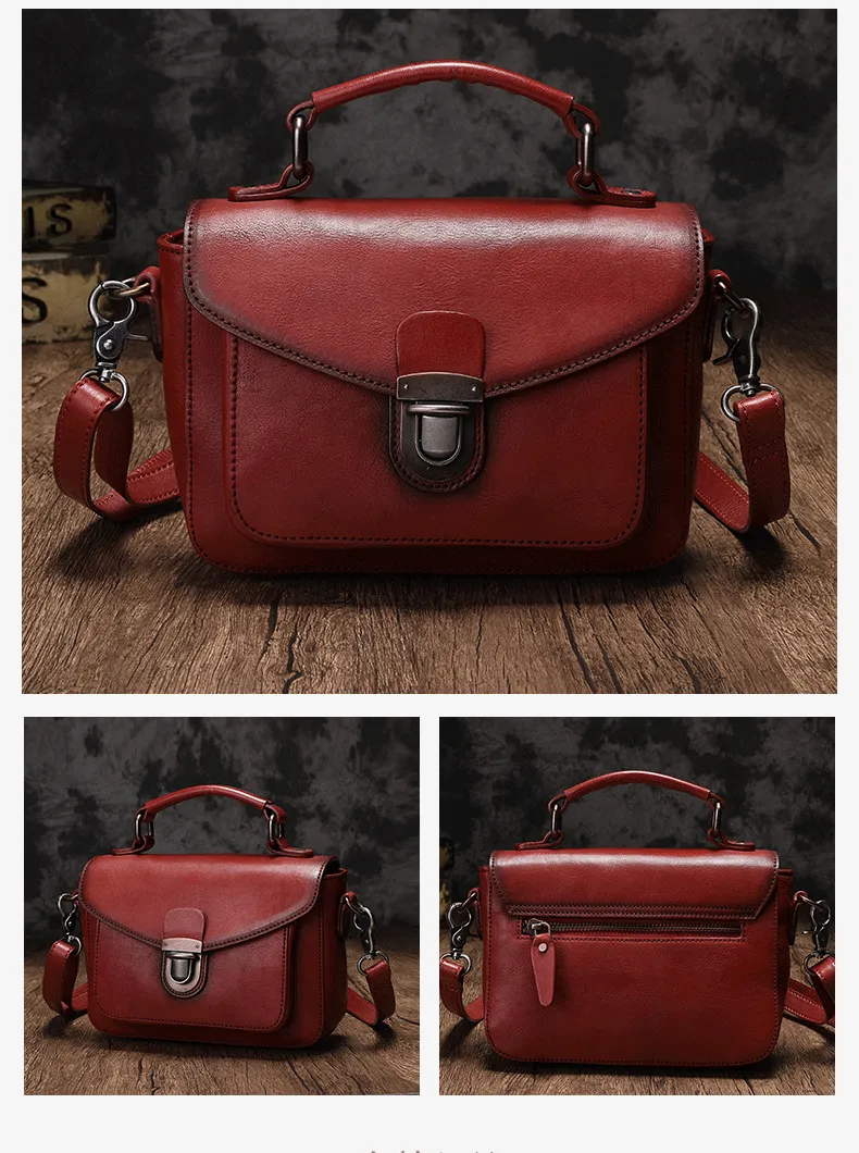 Fashion Womens Brown Leather Satchel Handbag Small Black Satchel Bag Crossbody Bags for Ladies