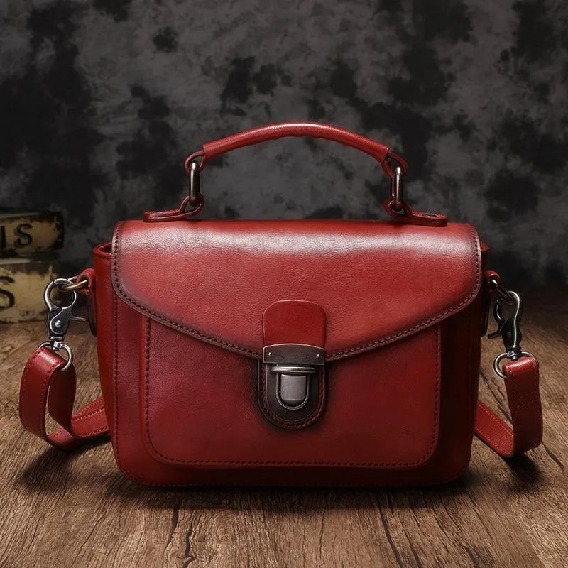 Fashion Womens Brown Leather Satchel Handbag Small Black Satchel Bag Crossbody Bags for Ladies