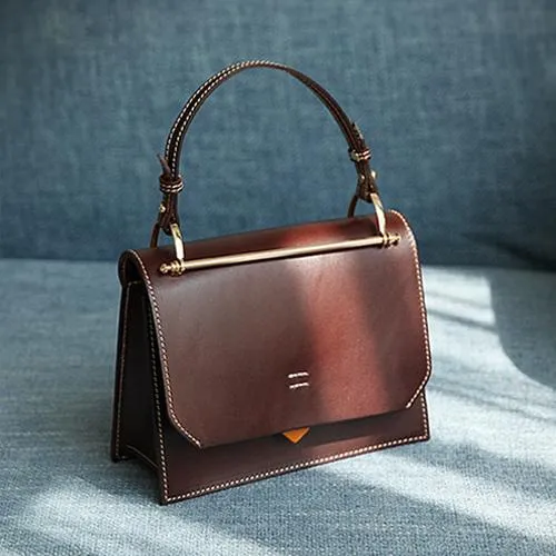 Fashion Womens Red Leather Flap Over Handbag Purse Handmade Square Crossbody Bag Shoulder Bag Purse