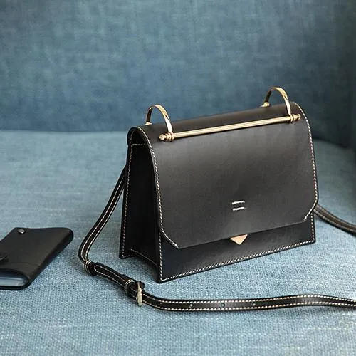 Fashion Womens Red Leather Flap Over Handbag Purse Handmade Square Crossbody Bag Shoulder Bag Purse