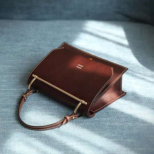 Fashion Womens Red Leather Flap Over Handbag Purse Handmade Square Crossbody Bag Shoulder Bag Purse