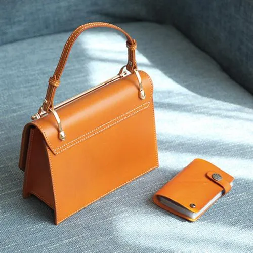 Fashion Womens Red Leather Flap Over Handbag Purse Handmade Square Crossbody Bag Shoulder Bag Purse