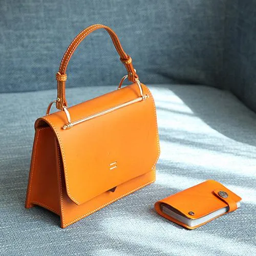 Fashion Womens Red Leather Flap Over Handbag Purse Handmade Square Crossbody Bag Shoulder Bag Purse