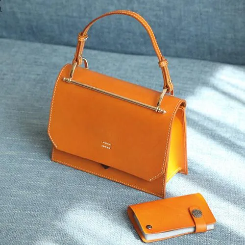 Fashion Womens Red Leather Flap Over Handbag Purse Handmade Square Crossbody Bag Shoulder Bag Purse