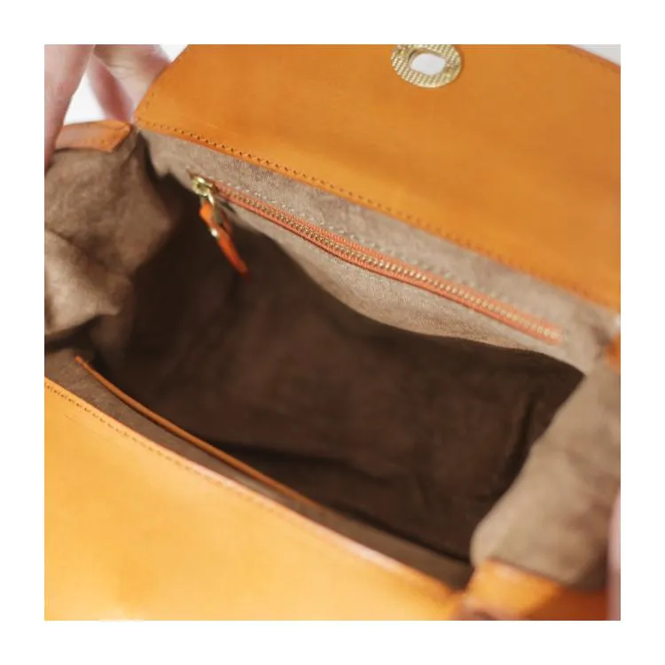 Fashion Womens Tan Leather Mini Cube Shoulder Bag Square Green Crossbody Bag Purse for Girls
