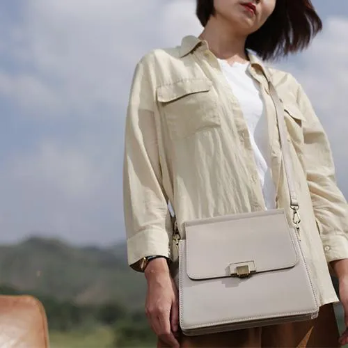 Fashion Womens White Leather Satchel Shoulder Bag Envelope Crossbody Bags Side Purses for Ladies