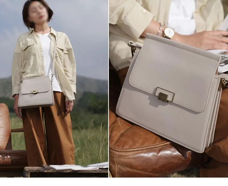 Fashion Womens White Leather Satchel Shoulder Bag Envelope Crossbody Bags Side Purses for Ladies