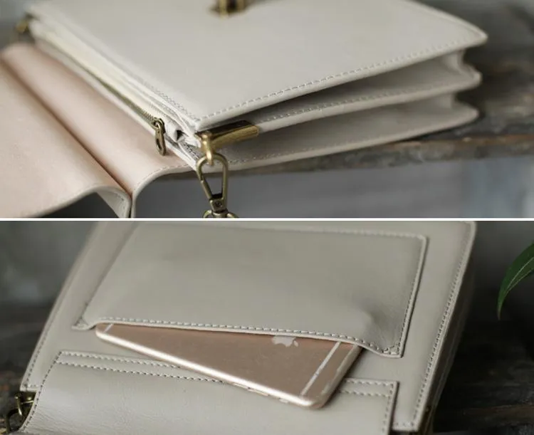 Fashion Womens White Leather Satchel Shoulder Bag Envelope Crossbody Bags Side Purses for Ladies