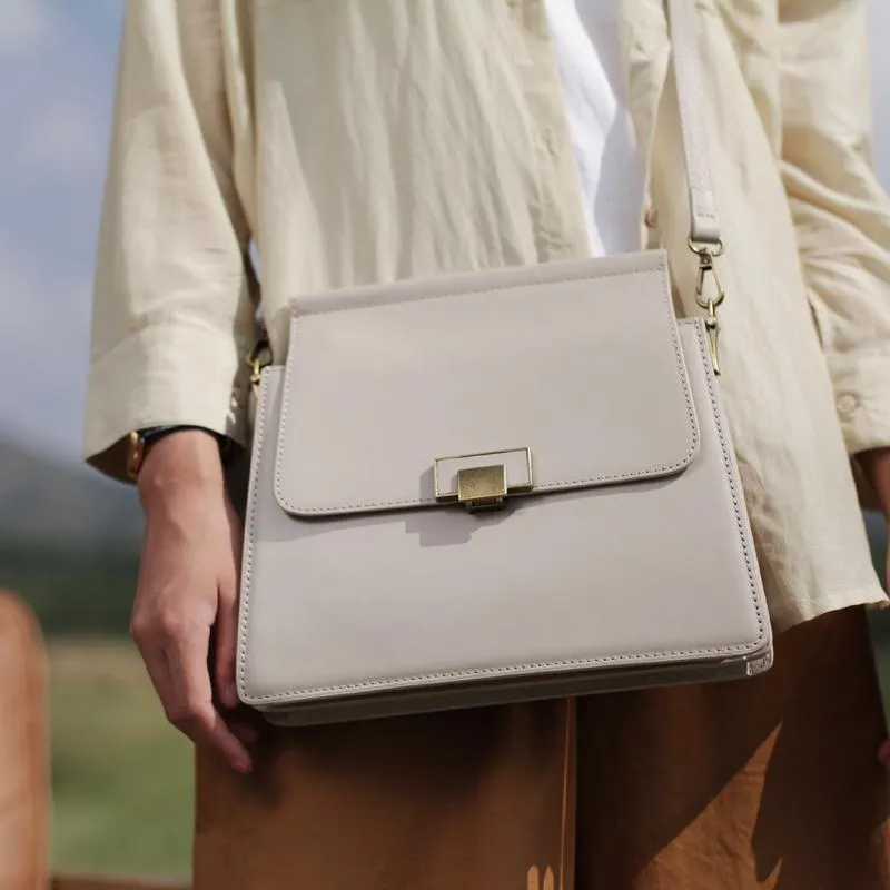 Fashion Womens White Leather Satchel Shoulder Bag Envelope Crossbody Bags Side Purses for Ladies